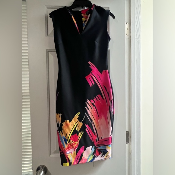 Ny & Co. fitted 95%polyester 5%spandex long knee length dress. - Picture 1 of 6
